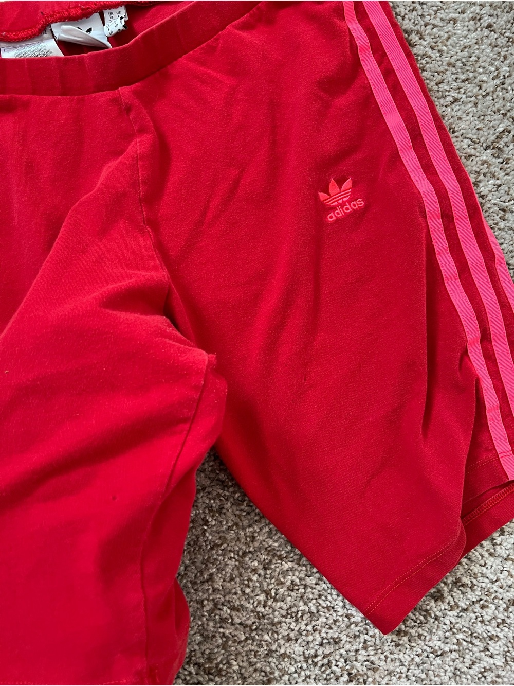 Vintage adidas Red Bike Shorts with Pink Side Stripes - Picture 10 of 10